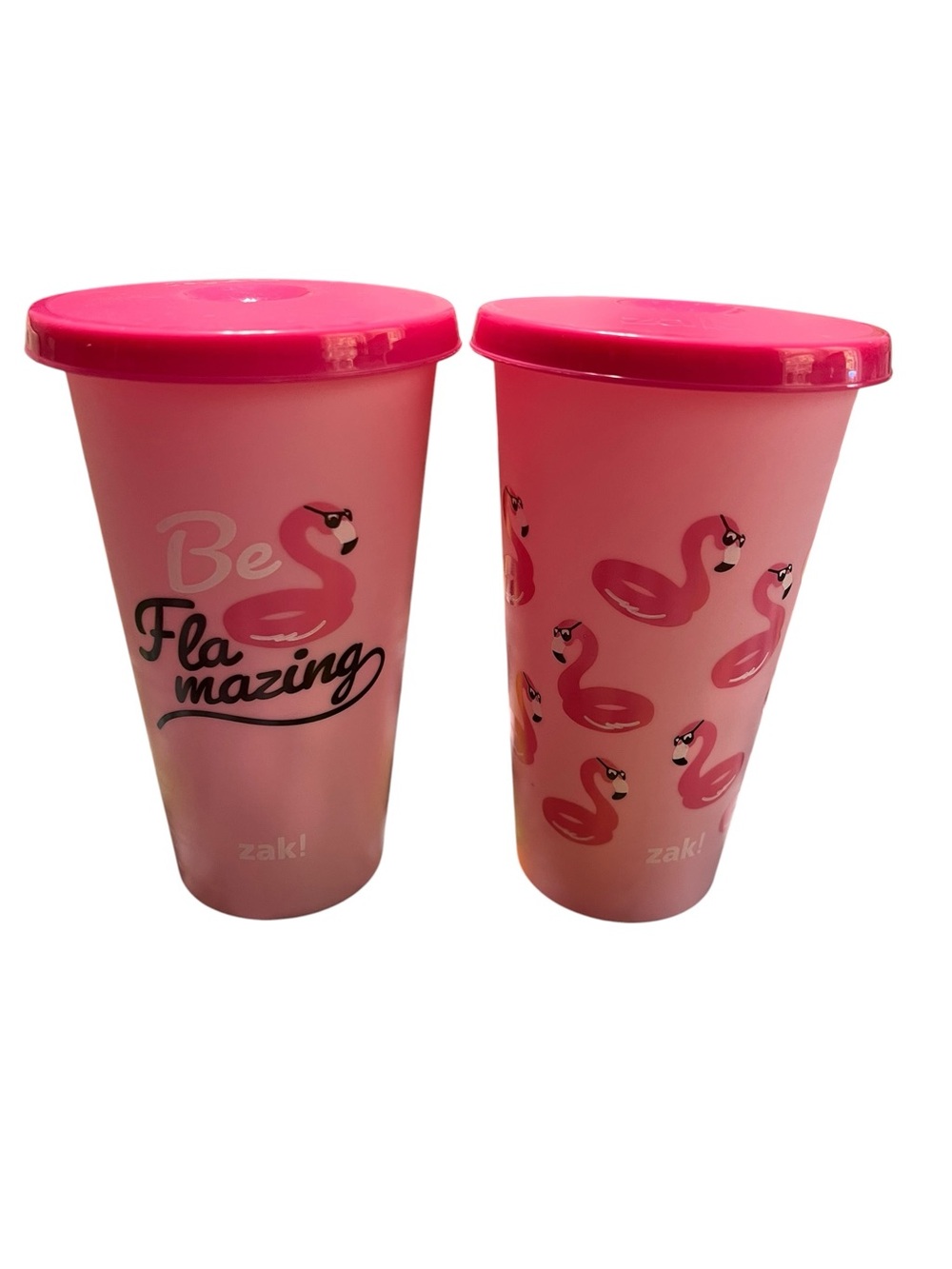 Be Flamazing Flamingo Pink Reusable Travel Cups with Lids - Set of 2